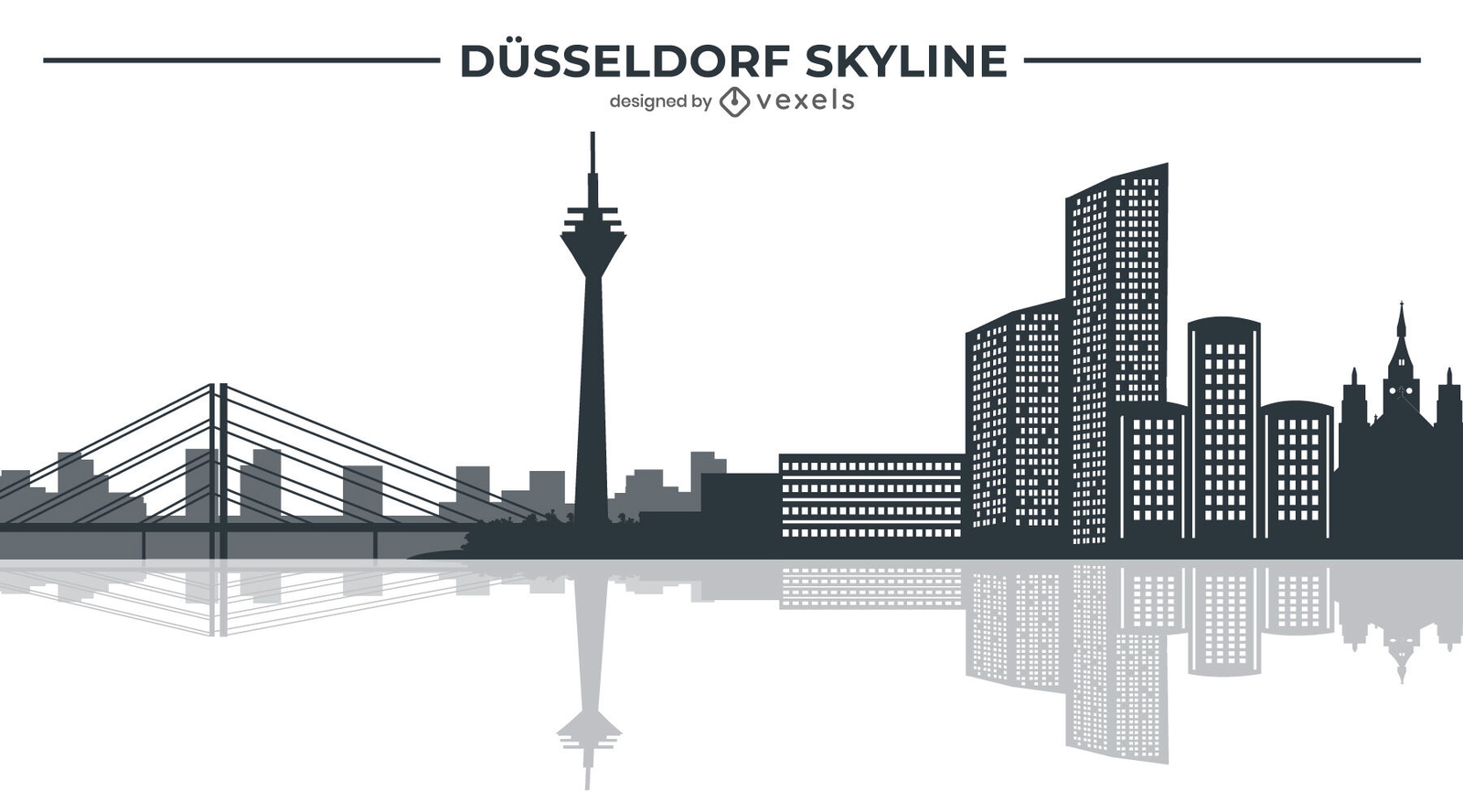 Düsseldorf deutsche Skyline Illustration