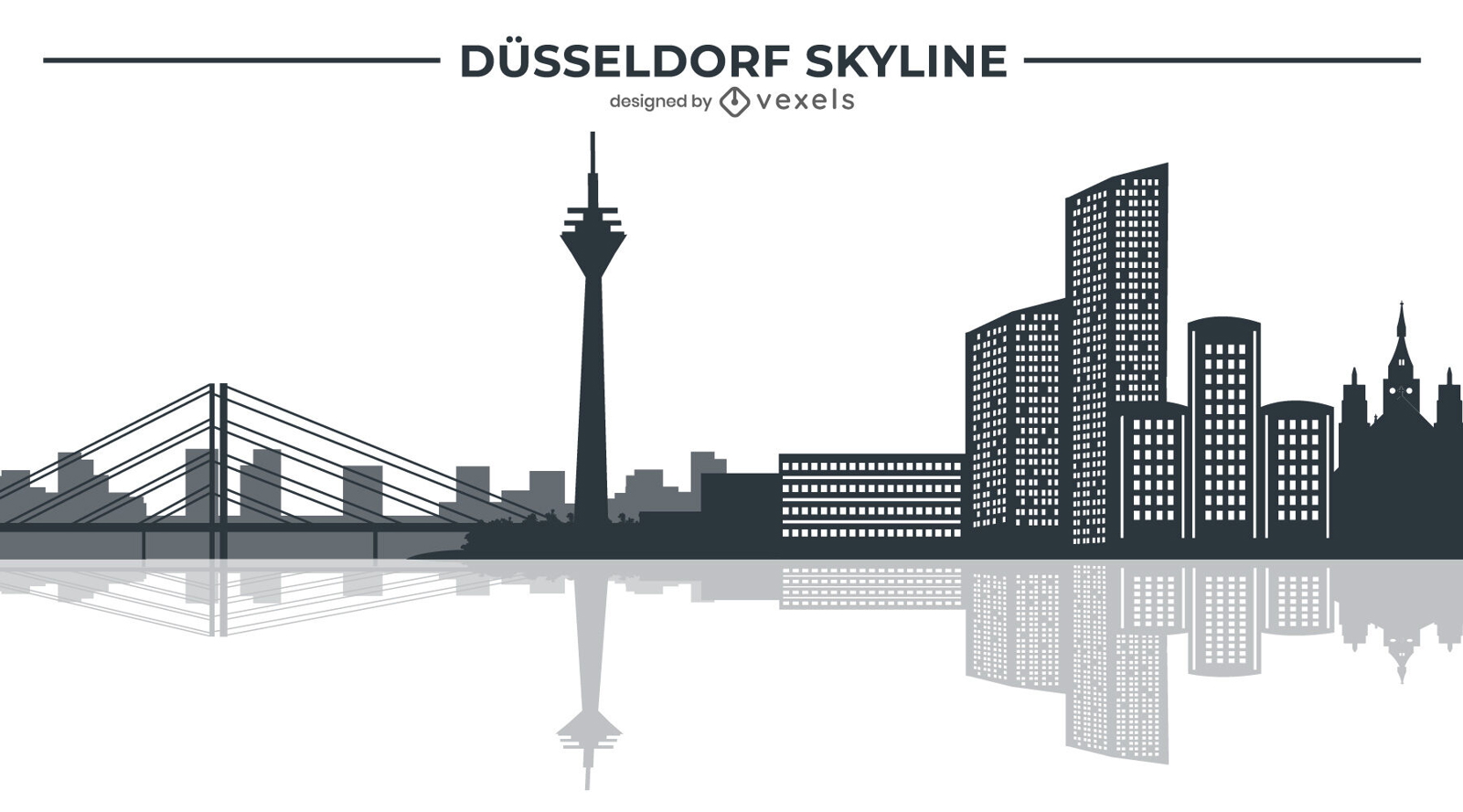 Ilustración del horizonte de la ciudad alemana de Düsseldorf