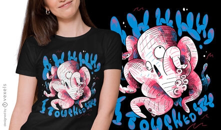 Diseño de camiseta de dibujo de pulpo mar animal océano