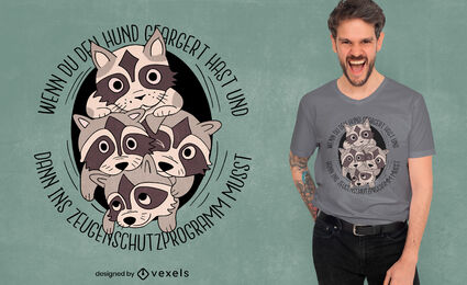 Raccon family and cat t-shirt design