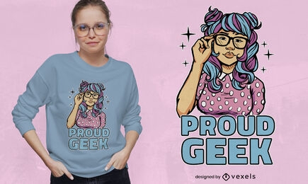 Diseño de camiseta de chica geek orgullosa