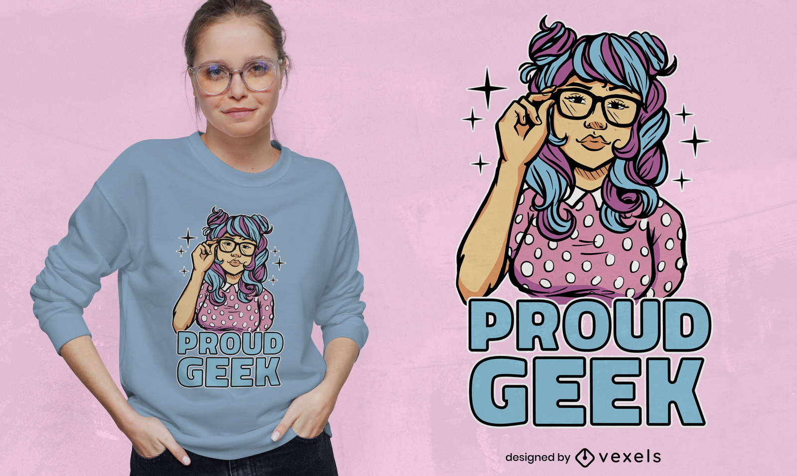 Design de camiseta de garota geek orgulhosa