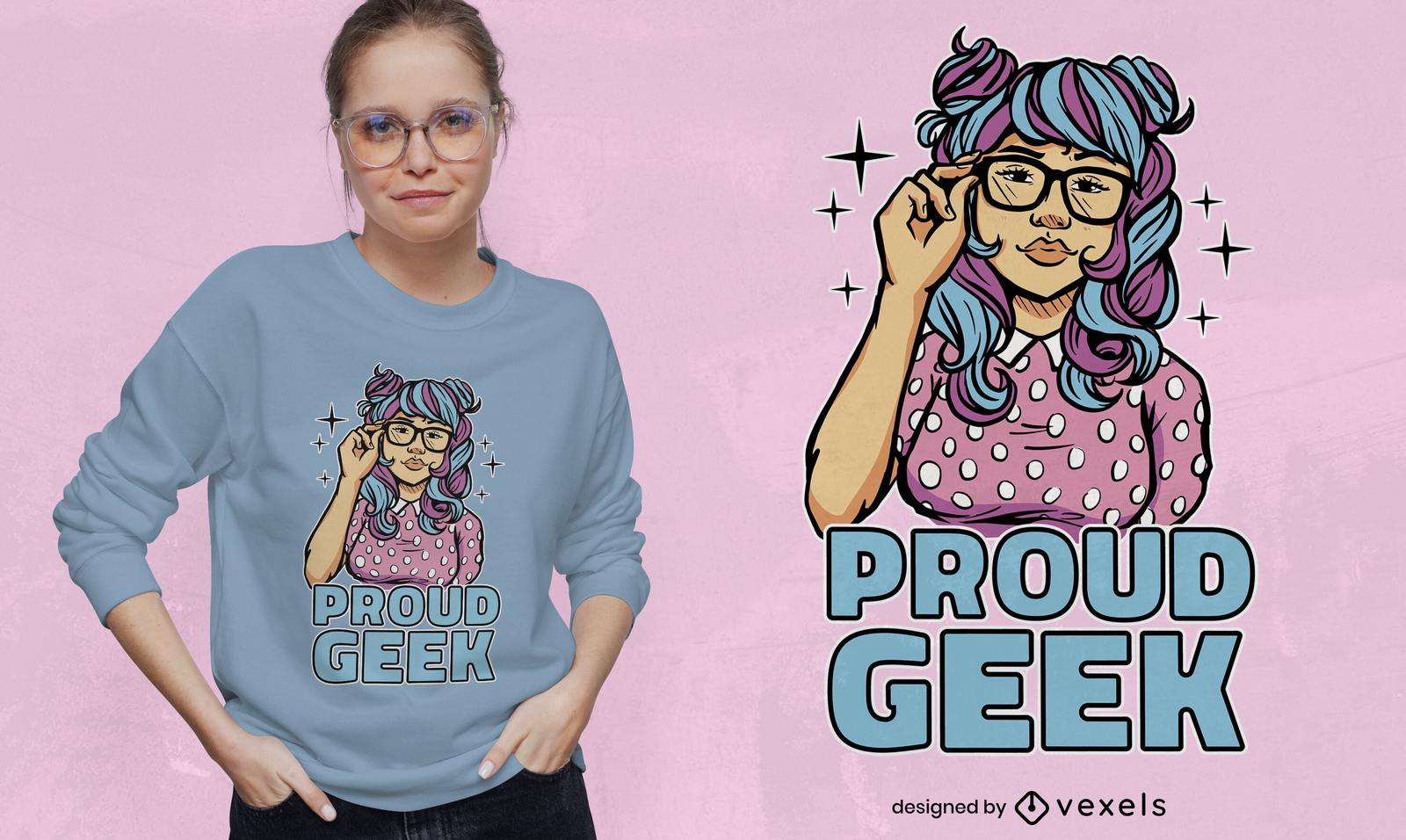 Diseño de camiseta de chica geek orgullosa