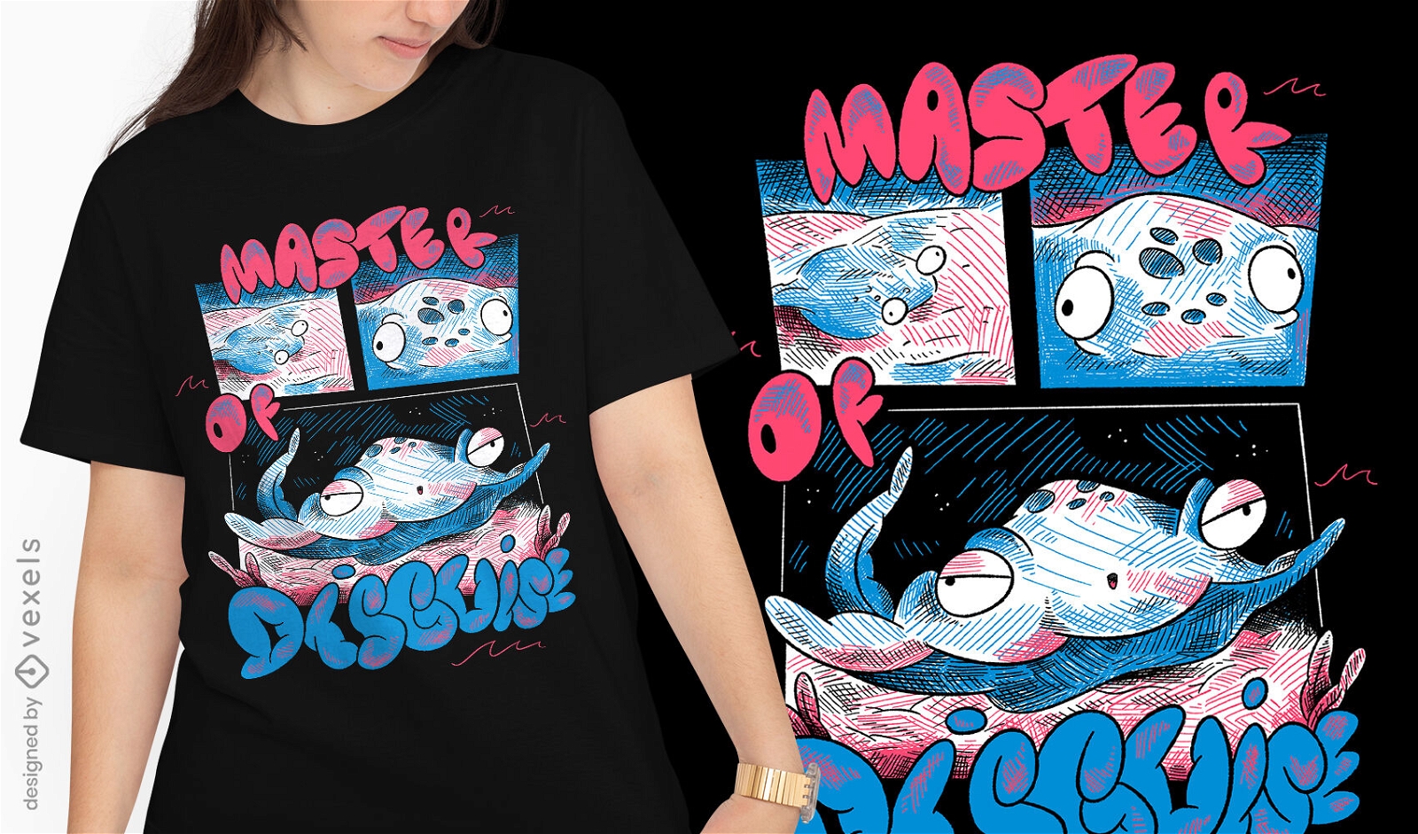 Diseño de camiseta de bosquejo del océano Stingray