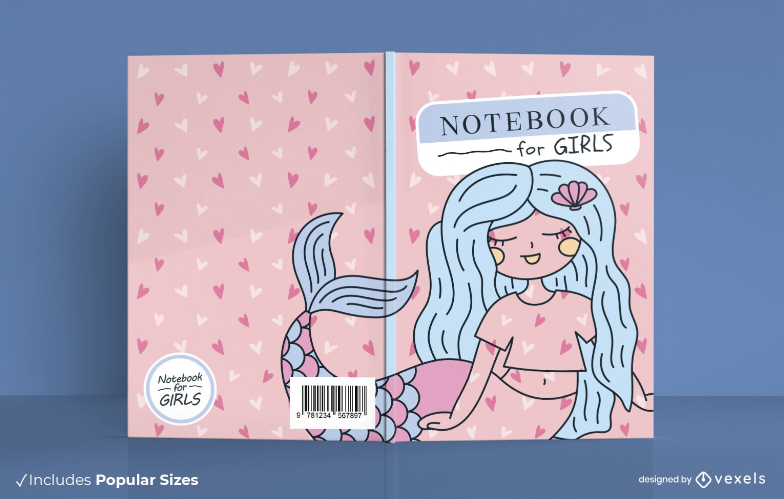 Diseño de portada de libro de niña sirena feliz