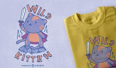 Wild kitten cute cat t-shirt design