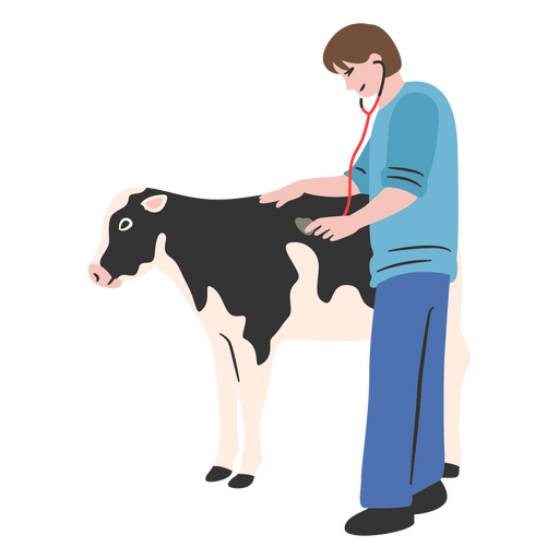 Veterinário com vaca Desenho PNG