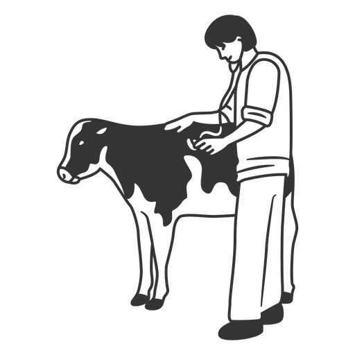 Veterinário com vaca Desenho PNG