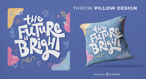Birght future lettering throw pillow design