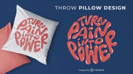 Pain and power lettering throw pillow design