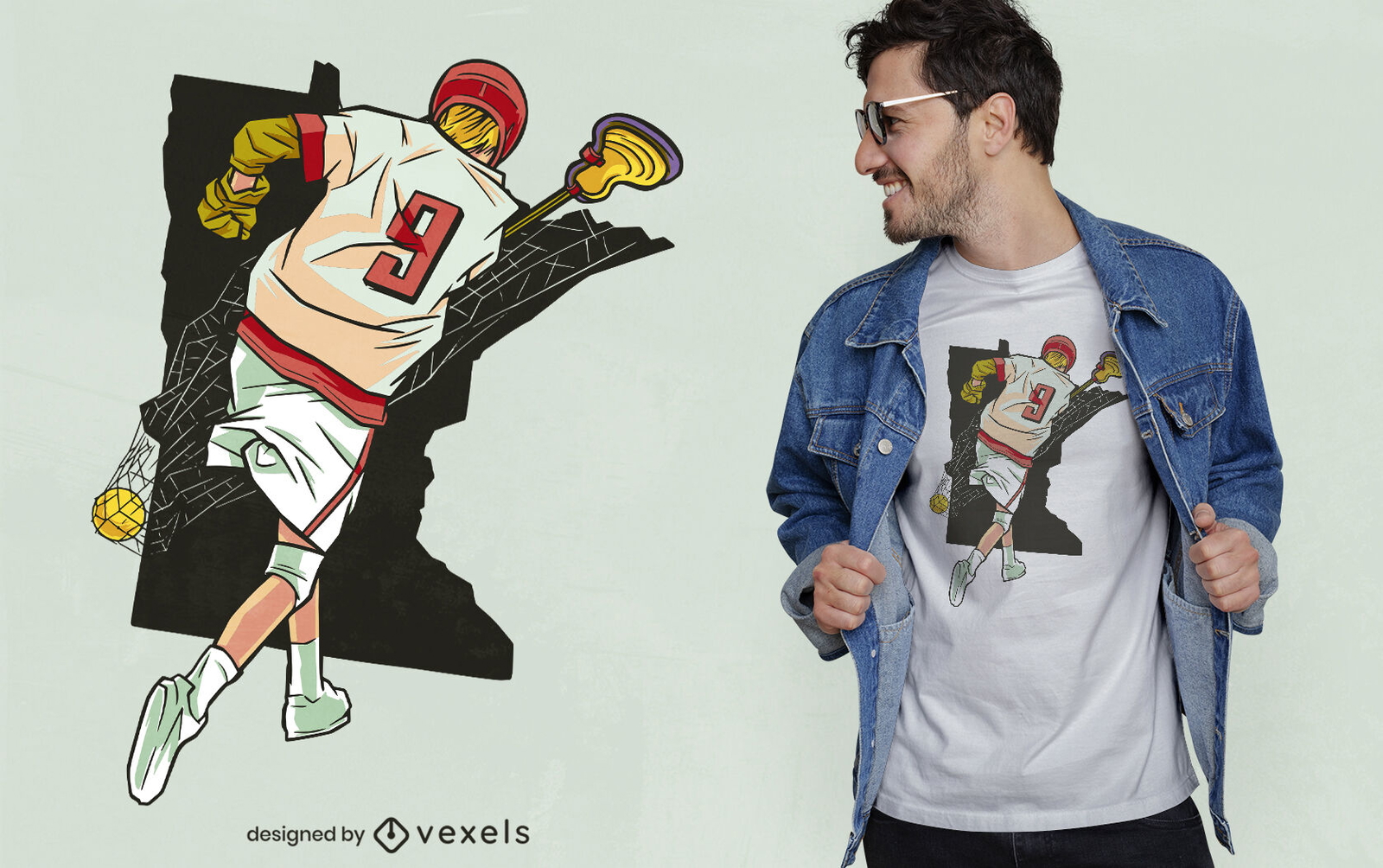 Lacrosse player scoring t-shirt design