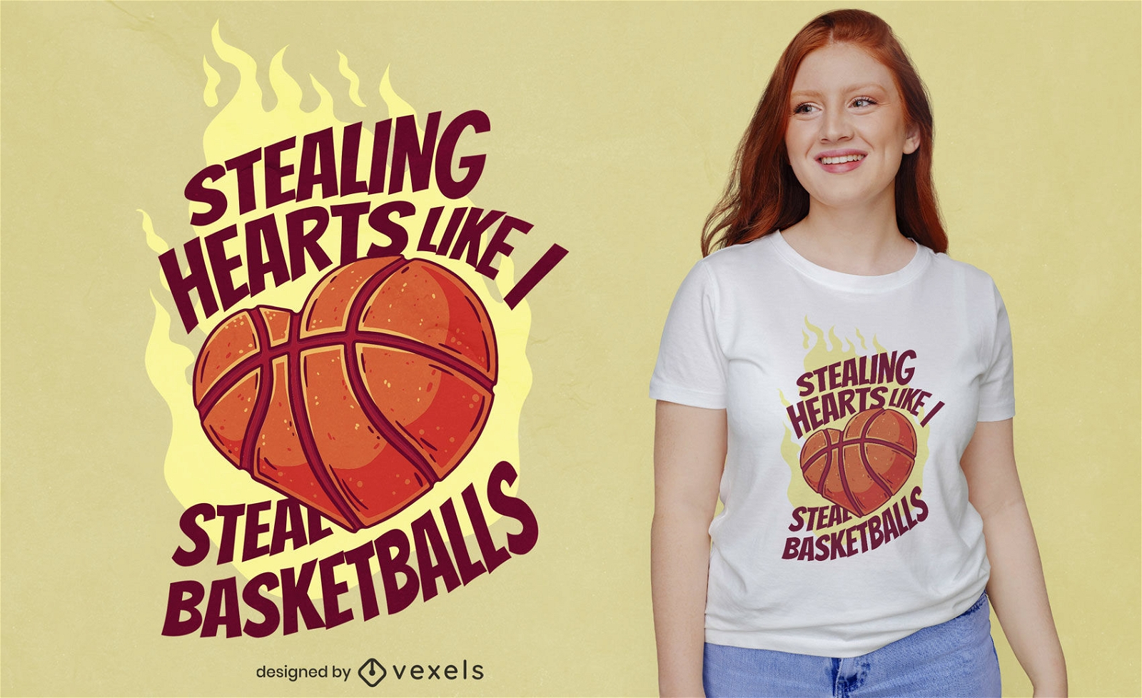 Diseño de camiseta de san valentín de baloncesto.
