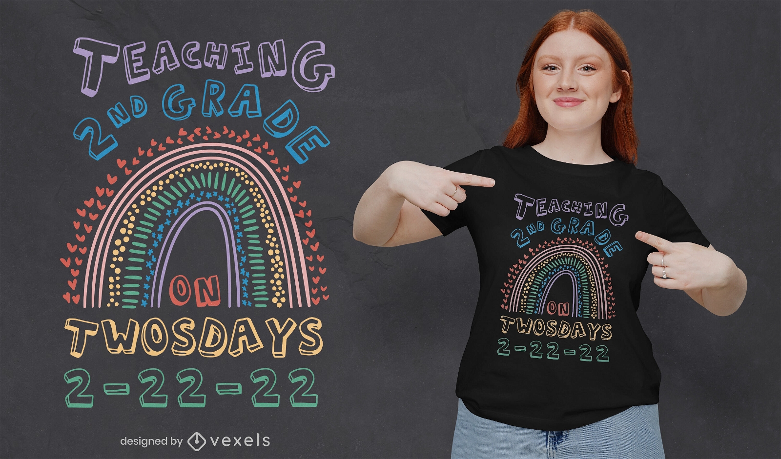 Design de camiseta de professor arco-íris