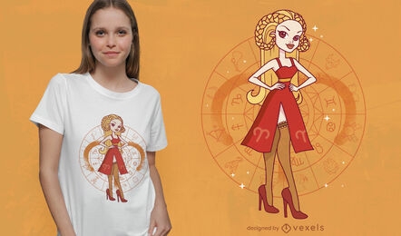 Pin up design de t-shirt de menina de Áries