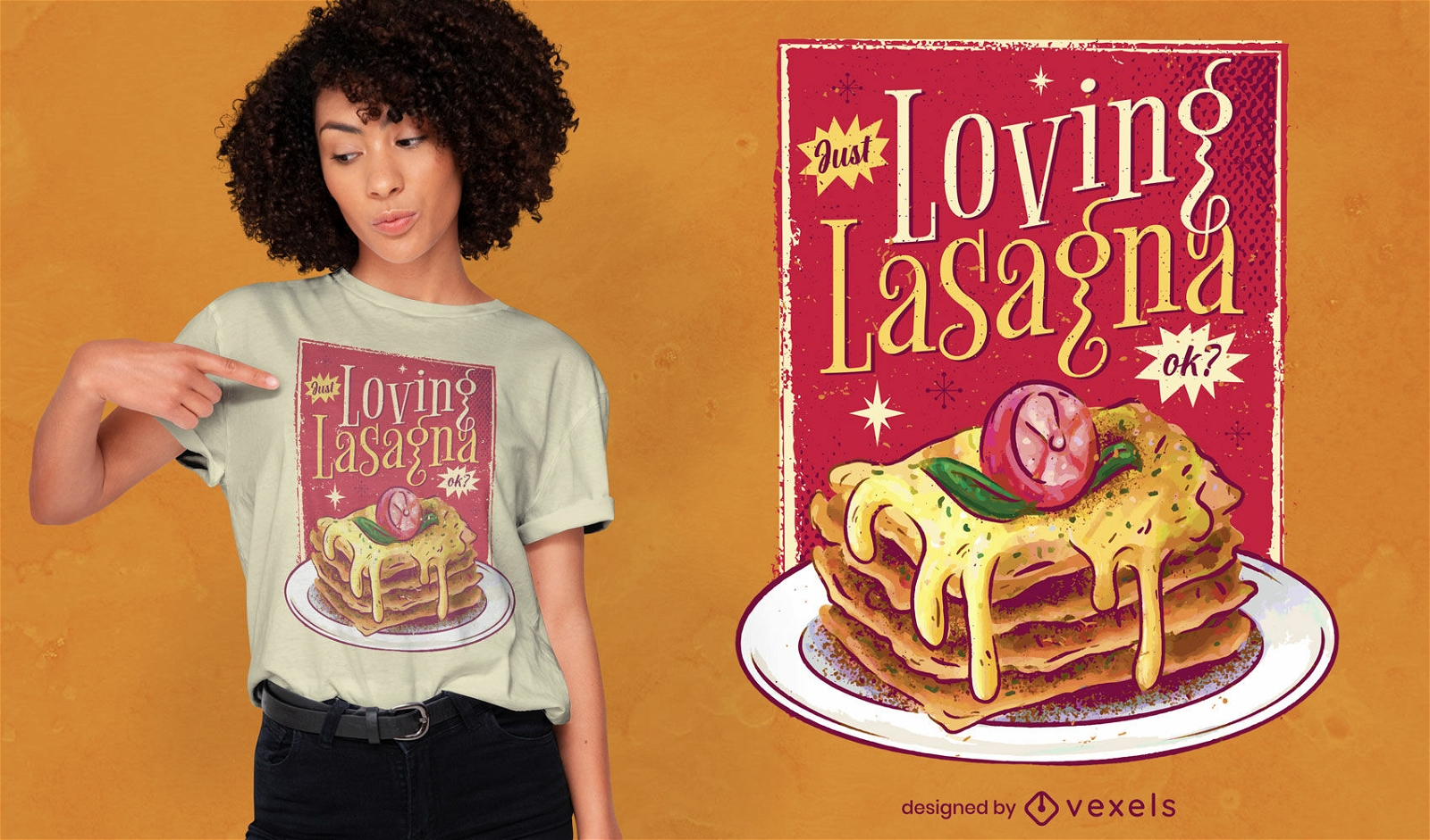 Einfach liebevolles Lasagne-T-Shirt-Design