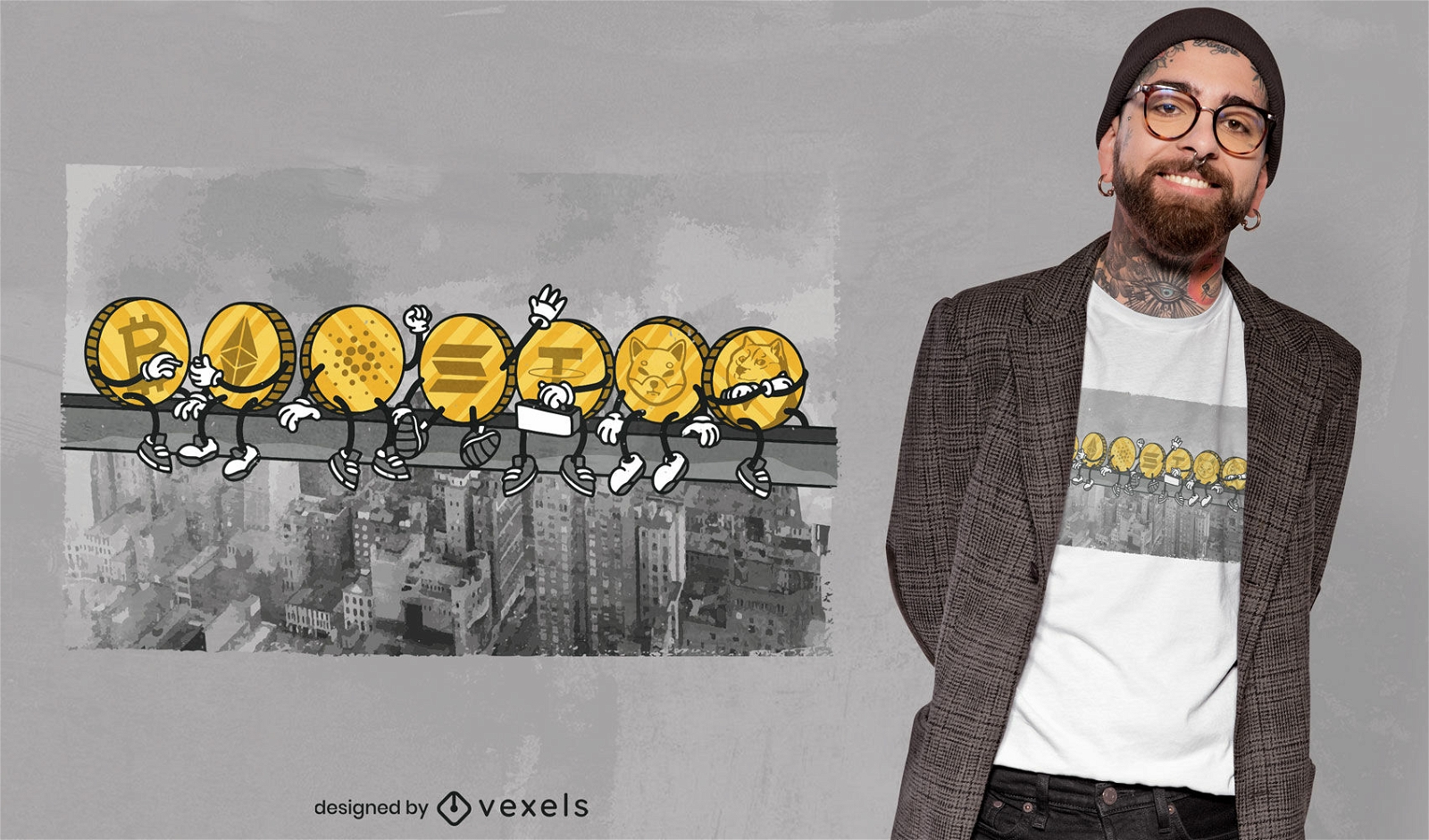 Cryptocurrency workers t-shirt design