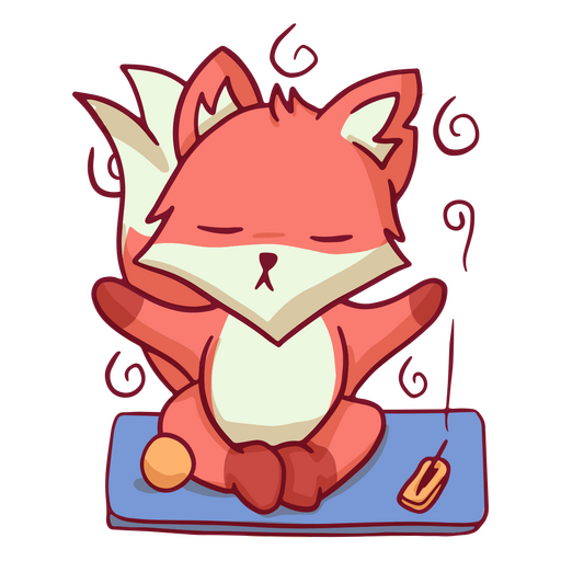 Fox meditando traço de cor Desenho PNG