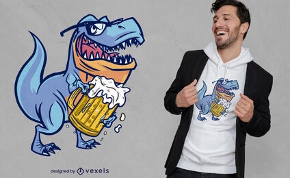 Beer t-rex dinosaur t-shirt design