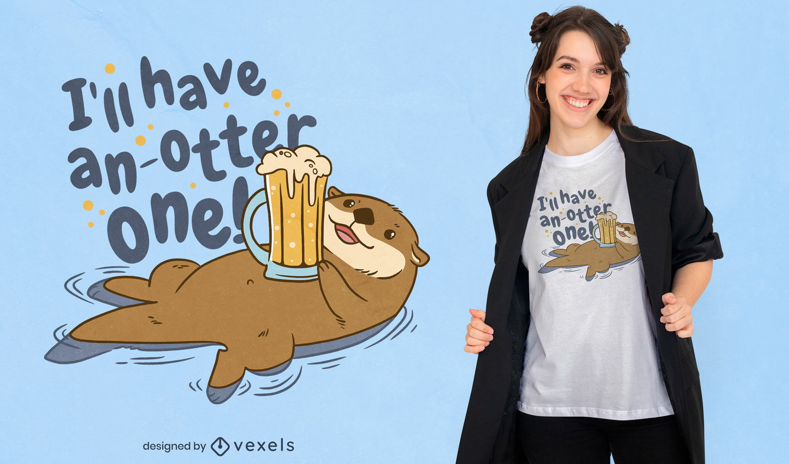 Diseño de camiseta de cerveza nutria.