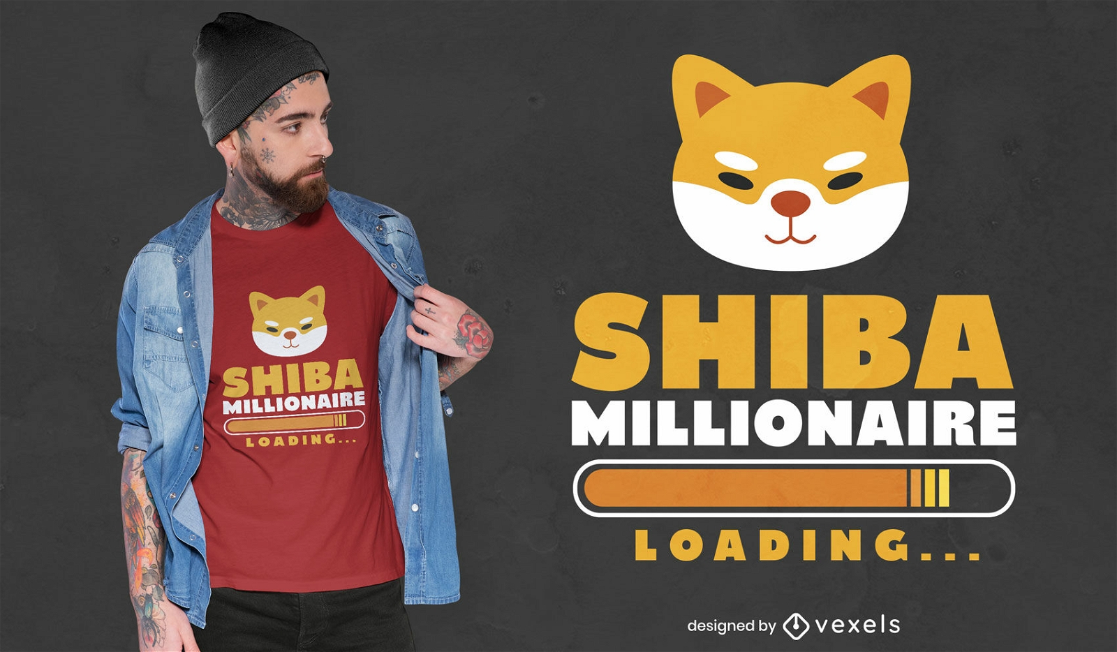 Design de camiseta criptográfica do milionário Shiba