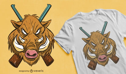 Boar Hunting Portrait T-shirt Design Vector Download