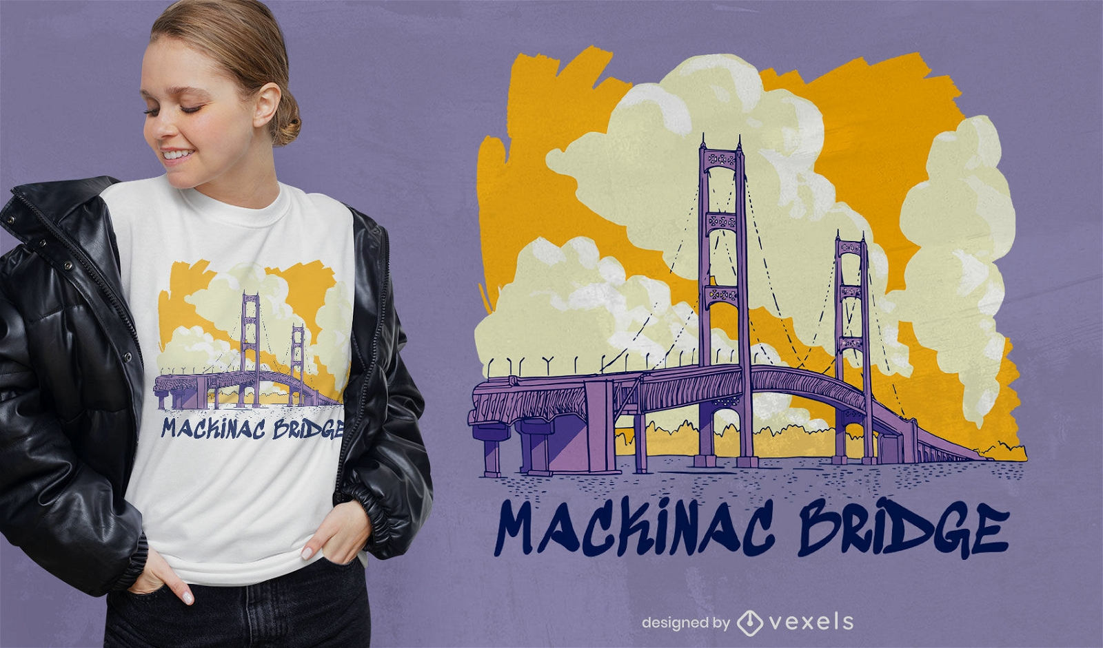 Diseño de camiseta de viaje Mackinac bridge US