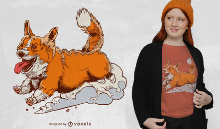 Corgi dog jumping t-shirt design