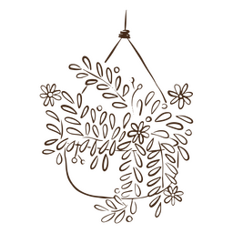 Hängepflanze blüht einfache Strichnatur PNG-Design