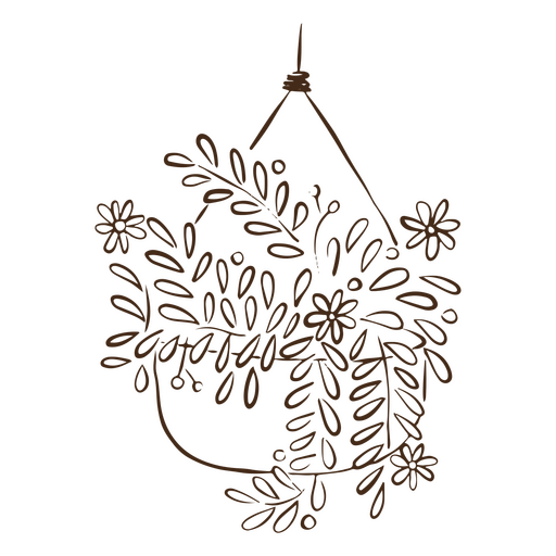 Hanging plant flowers simple stroke nature PNG Design