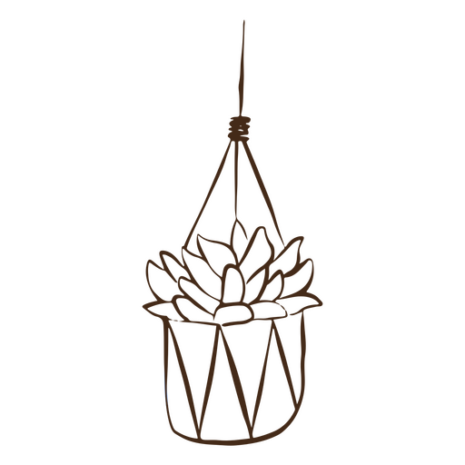 Planta colgante de decoración de naturaleza de trazo simple. Diseño PNG