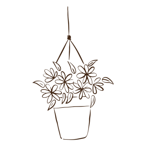 Trazo simple colgando planta flores naturaleza Diseño PNG