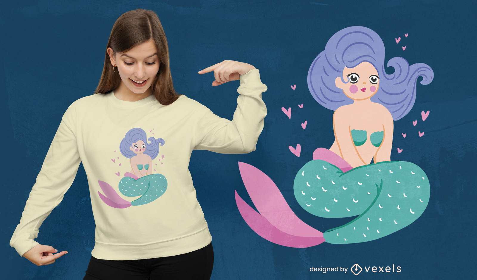 Lindo diseño de camiseta de sirena