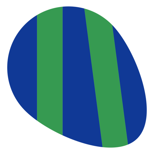 Huevo de Pascua plano rayado verde y azul. Diseño PNG