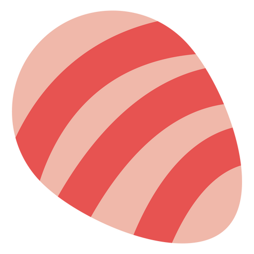 Huevo de Pascua plano rayado rosa y rojo. Diseño PNG