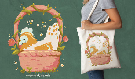 Easter chicken tote bag design