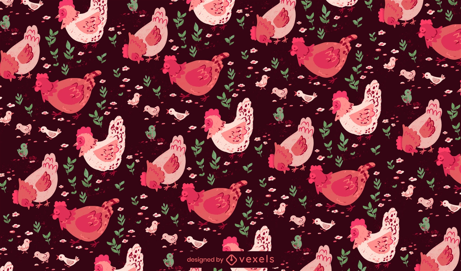 Chicks and chicken pattern design