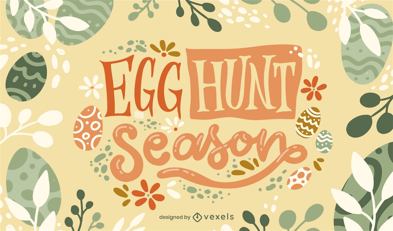 Egg hunt season Easter lettering design