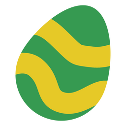 Huevo de pascua plano verde y amarillo. Diseño PNG