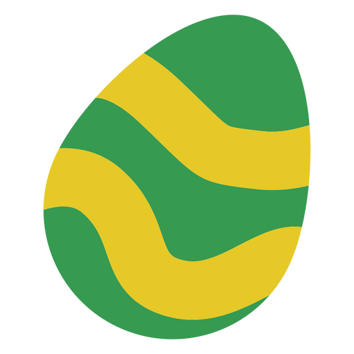 Huevo de pascua plano verde y amarillo. Diseño PNG