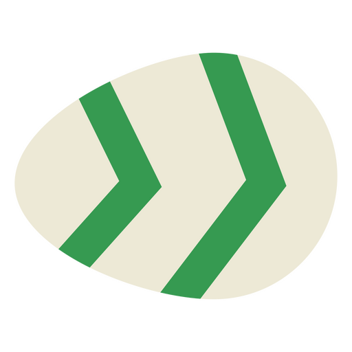Huevo de Pascua plano rayado verde y gris.