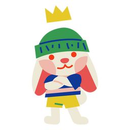 Easter bunny cool crown character PNG Design