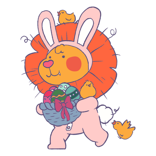 Easter lion cute character