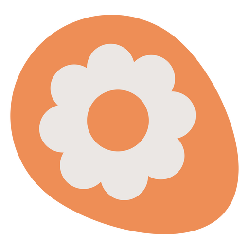 Huevo de pascua naranja plano con flor Diseño PNG