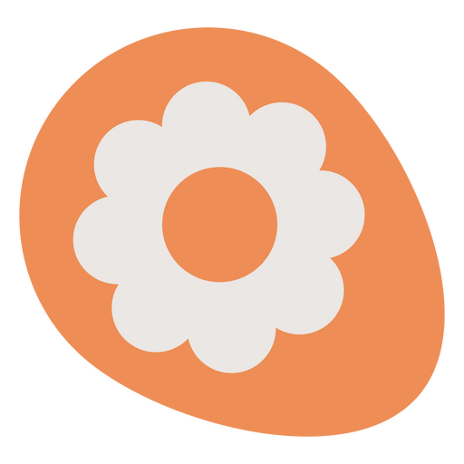 Ovo de páscoa laranja liso com flor Desenho PNG