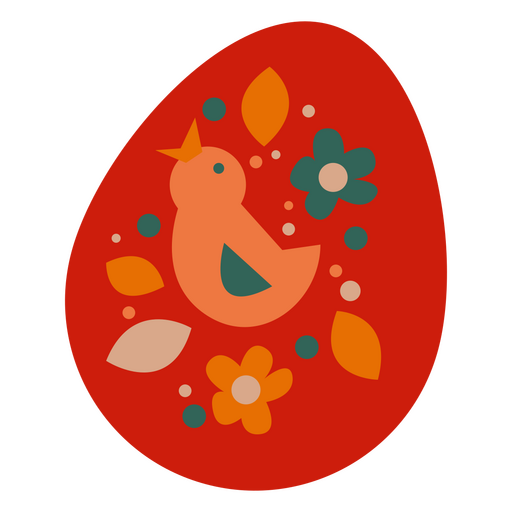 Huevo plano de pascua rojo floral Diseño PNG