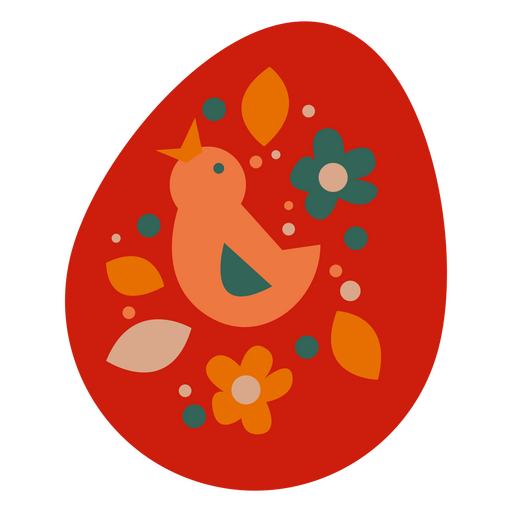 ovo plano de páscoa vermelho floral Desenho PNG