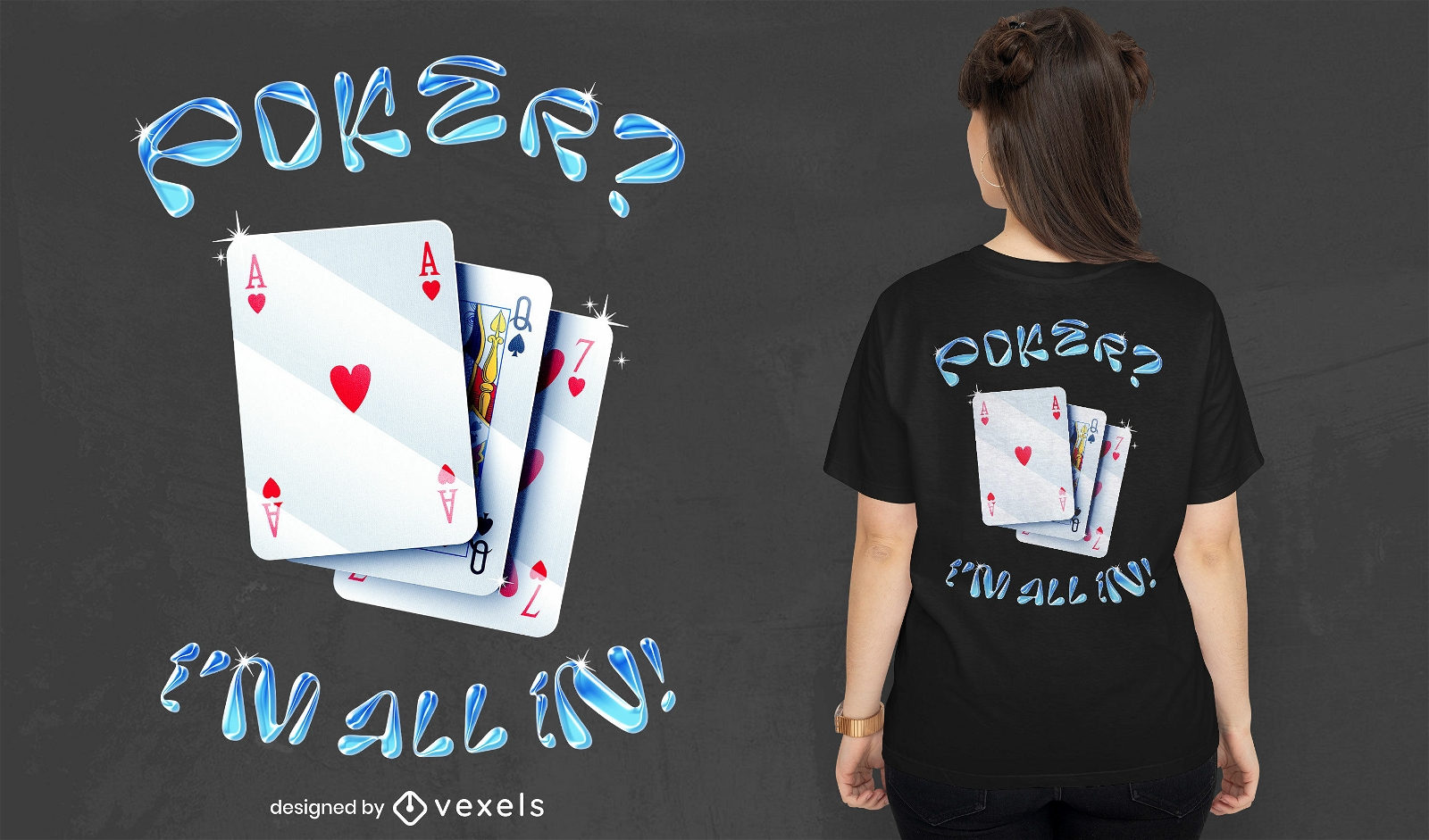 Classic poker playing cards t-shirt psd