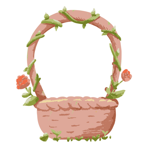 Easter cute roses basket PNG Design