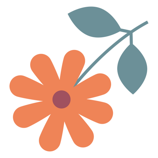 Flor plana naranja pastel Diseño PNG