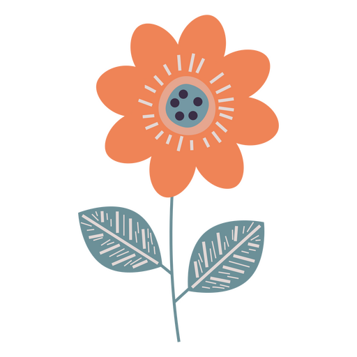 Flache Pastellorange der netten Blume PNG-Design